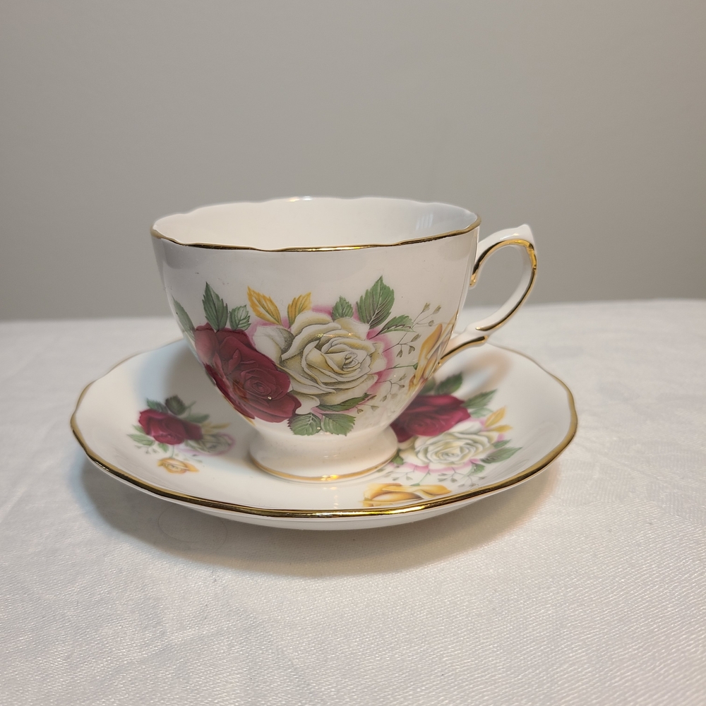 Floral Bone China Teacup and Saucer Set